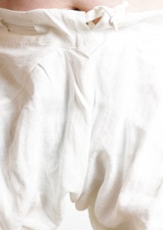 Medieval breeches in white linen