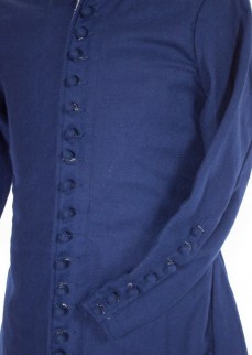 Fully buttoned Cotehardie in dark blue twill wool