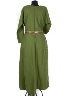 Woolen Dress in olive green twill