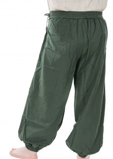 Fantasy baggy pants in dark green cotton/linen
