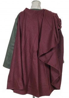 Half circular cloak in dark burgundy wool