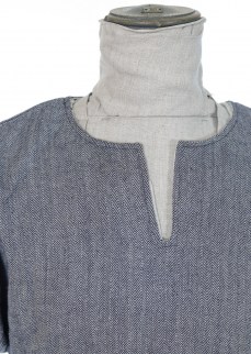 Kirtle in blue & natural herringbone wool