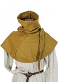 Medieal hood with liripipe in mustard wool