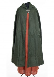 Medieval cloak in dark green wool