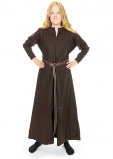 Woolen Dress in dark brown twill