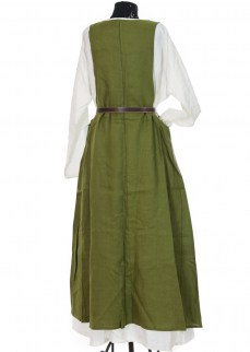 Medieval surcote in dark olive green linen