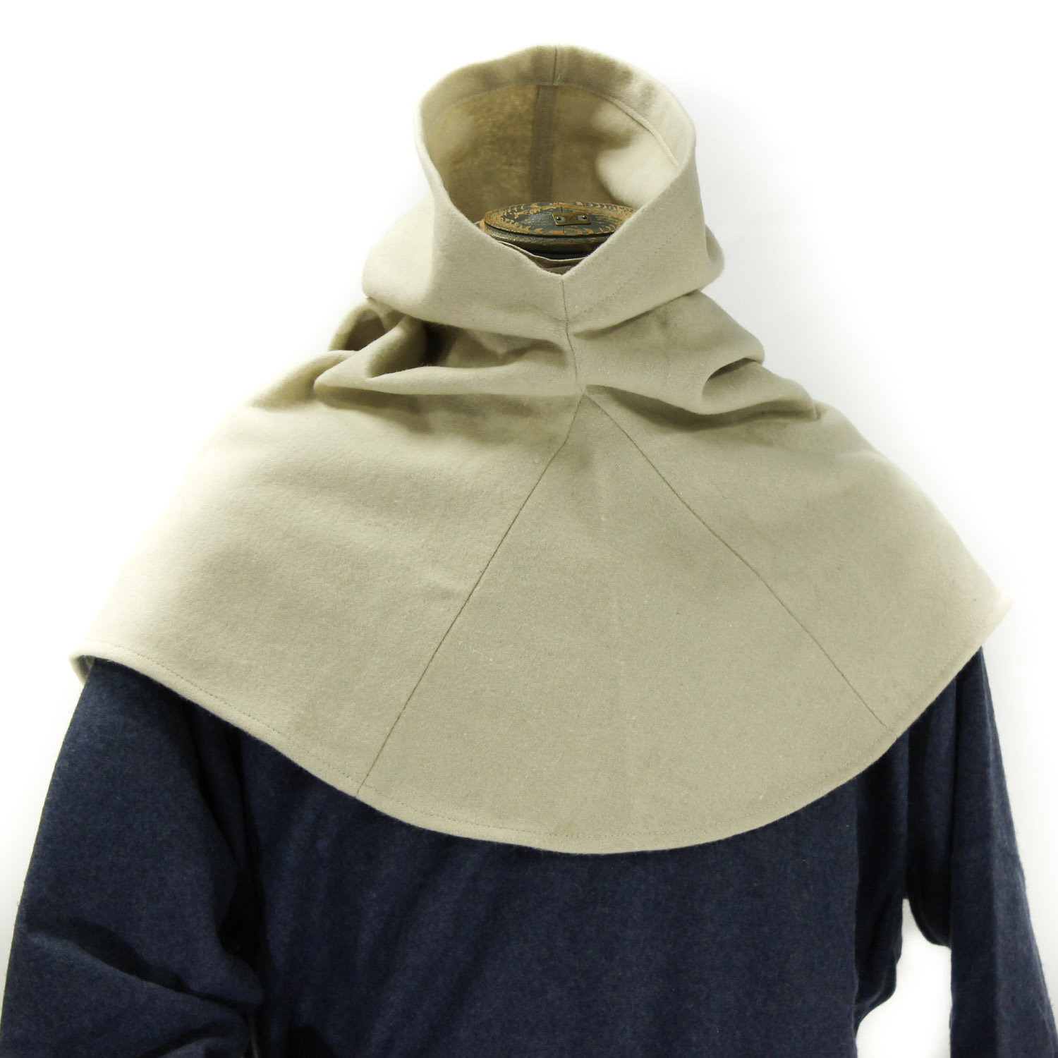 Liripipe hood, white wool, size L