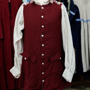 Piratväst, vinröd, tunt ylle